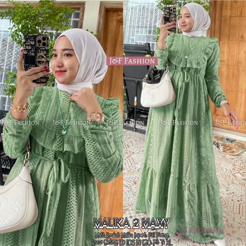 Dress Brukat Baju Wanita Jumbo Pakaian Muslimah Kondangan Remaja Malika Dress Pesta Fashion Muslim Pakaian Wanita 2021 Murah Nurmala Cempaka