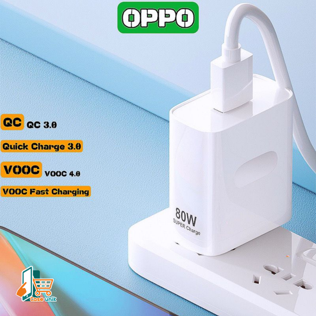 BATOK ADAPTOR ORIGINAL OPPO 80W SUPER VOOC &amp; VOOC PENGISIAN SUPER CEPAT OPPO RENO8 RENO 7 RENO 6 RENO 5 RENO 5F RENO 4 A77S A57 2022 A15 A16 A16E A17 A17K A5 2020 A9 2020 CS5803