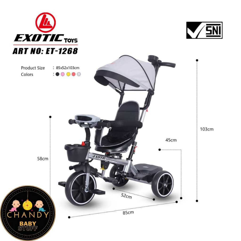 SEPEDA ANAK RODA TIGA EXOTIC ET 1268 DESAIN TERBARU