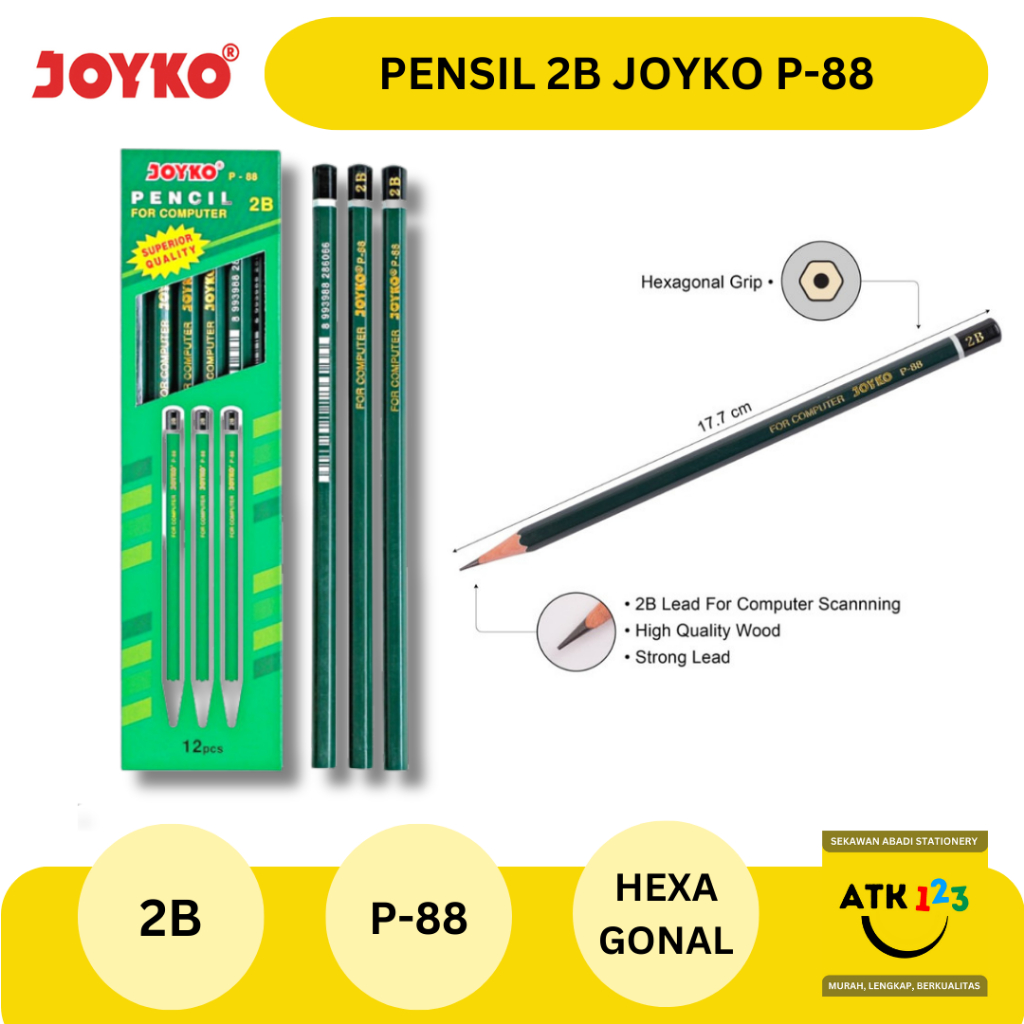 Pensil Joyko Original 2B / Pensil Komputer / 1 Pak Isi 12 Pensil Murah