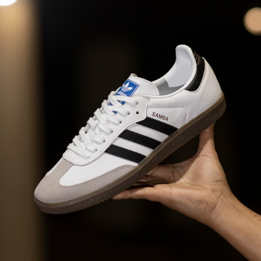 Adidas Samba OG White Black Sol Gum / Sneakers Pria Original / Adidas Samba Original Sepatu Adidas Samba Vegan White Black BNIBWT