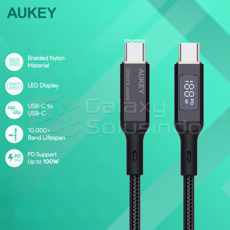 AUKEY CB-MCC101 USB Type-C to C 5A LED Display Cable Charger- 1M