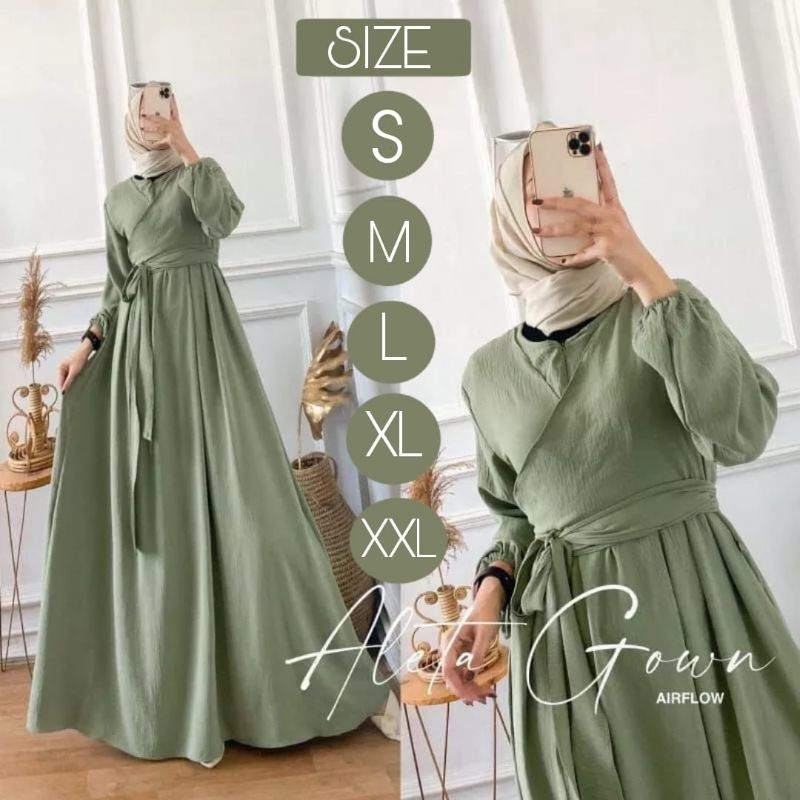 ALLETA GOWN  MAXY DRESS  S M L XL XXL    / CRINCLE AIRFLOW PREMIUM/ GAMIS TERBARU /DRESS  REMAJA KEKINIAN/DRESS KONDANGAN CRINCLE AIRFLOW