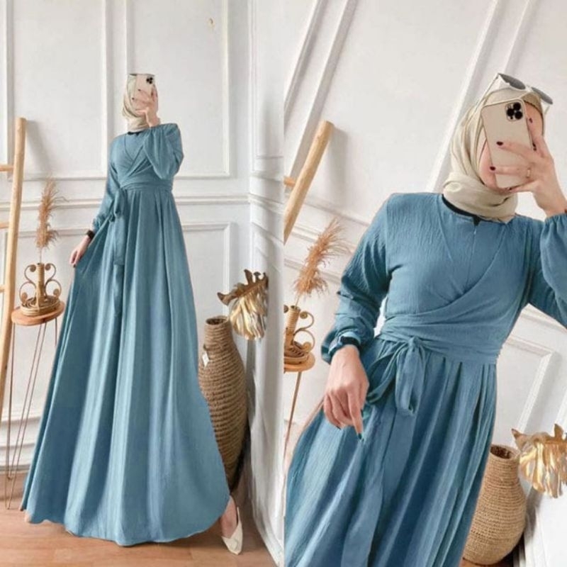 ALLETA GOWN  MAXY DRESS  S M L XL XXL    / CRINCLE AIRFLOW PREMIUM/ GAMIS TERBARU /DRESS  REMAJA KEKINIAN/DRESS KONDANGAN CRINCLE AIRFLOW