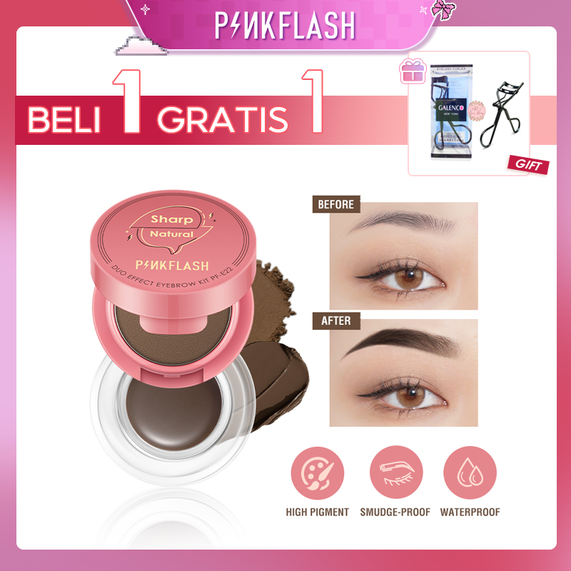 PINKFLASH 2-in-1 Eyebrow Cream &amp; Powder Gel Pomade Eyeliner Waterproof Smudge-proof Multi-uses Eyebrow Gel PF-E22