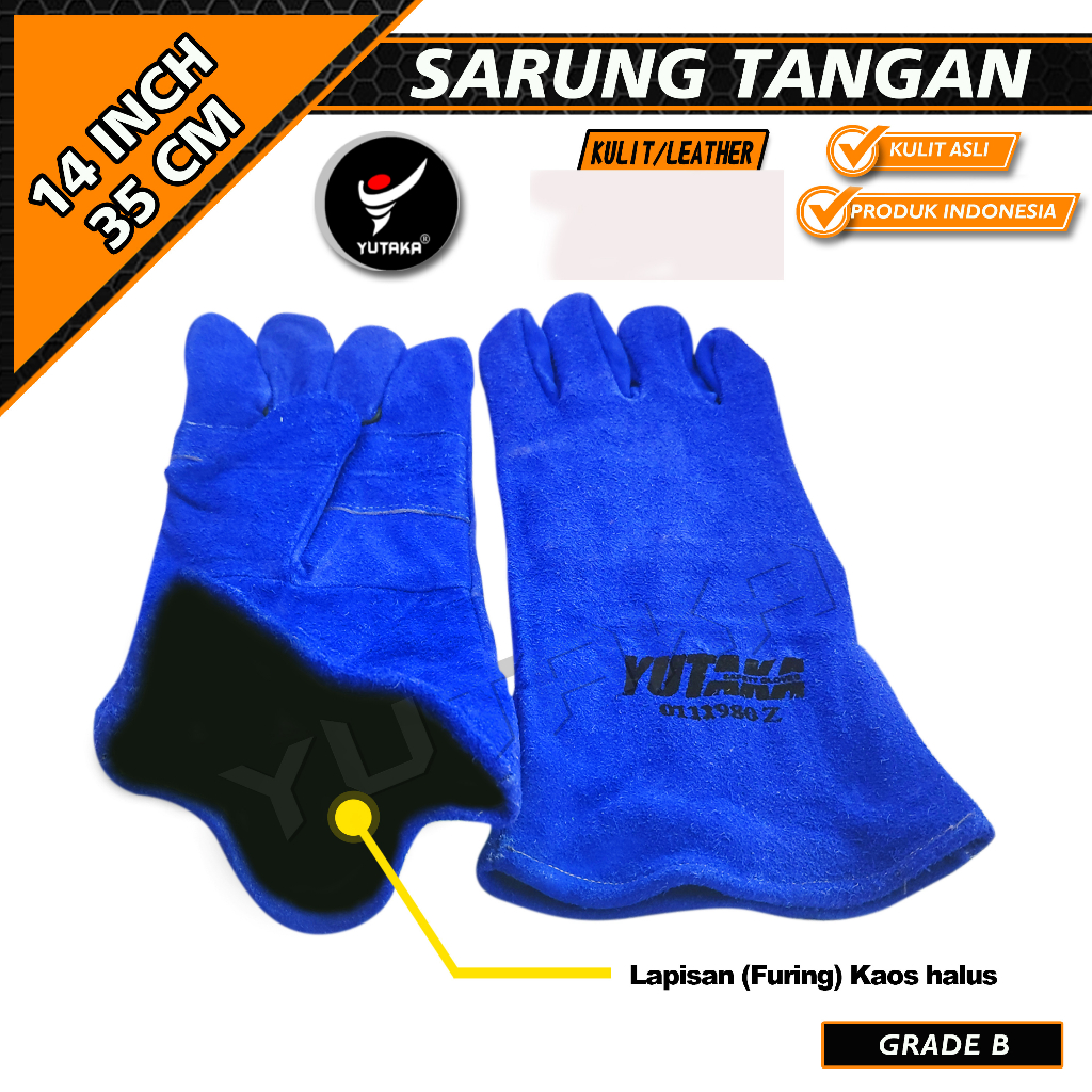 SARUNG TANGAN LAS YUTAKA 14 INCH BIRU