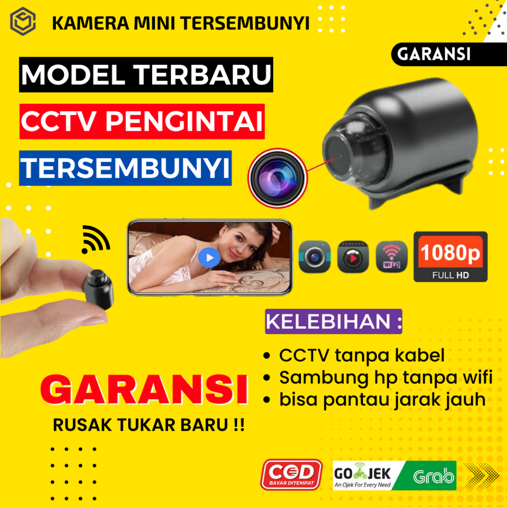 Kamera Mini Tersembunyi Tanpa Kabel Spy Camera Pengintai Mini Wifi Cctv Kecil IP Hidden Camera Infrared mata mata JS35