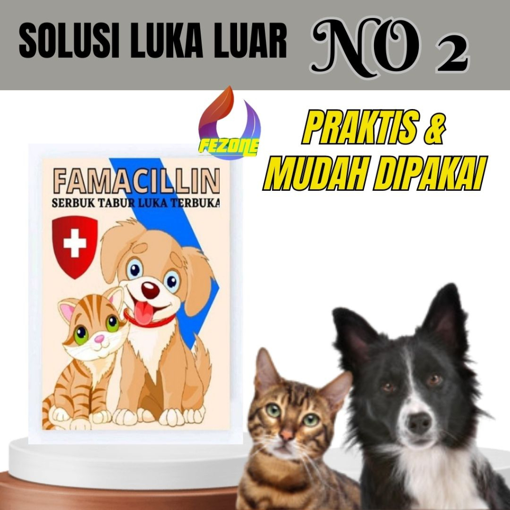 Famacillin Obat Kucing Luka Terbuka Infeksi Bernanah 10gram FEZONE