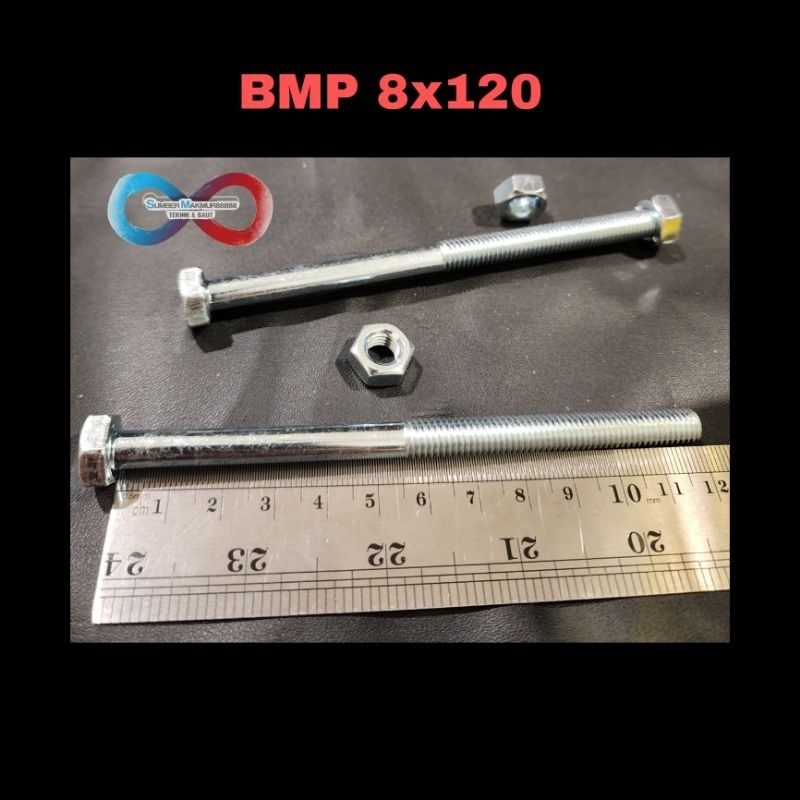 Baut Mur Putih / Bmp m 8 x 120
