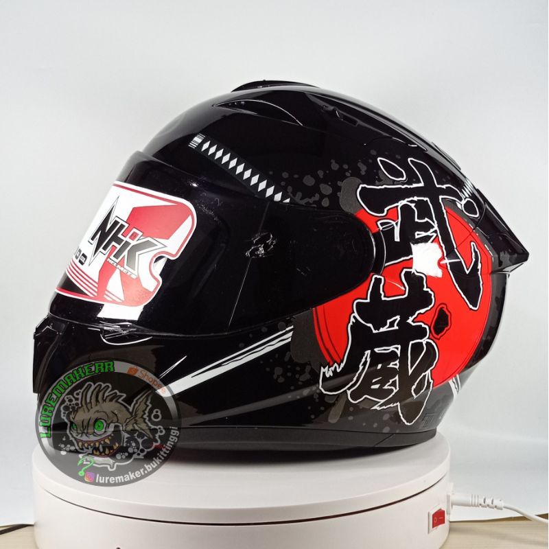 HELM NHK FULL FACE GP PRIME BUSHIDO BLACK RED SINGLE VISOR