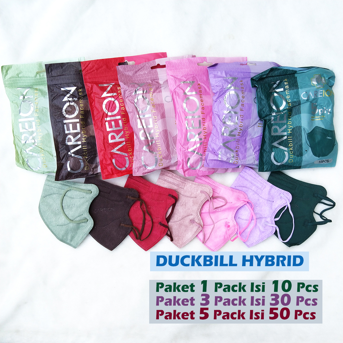 MASKER DUCKBILL HYBRID CAREION 5 PLY MASKER KN95 PRO MASKER DUCKBILL MURAH