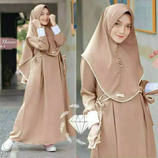 UMMA Fashion NESSA SYARI Bahan Crepe Premium Gamis Wanita Viral Terbaru 2023 Satu Set Dengan Kerudun