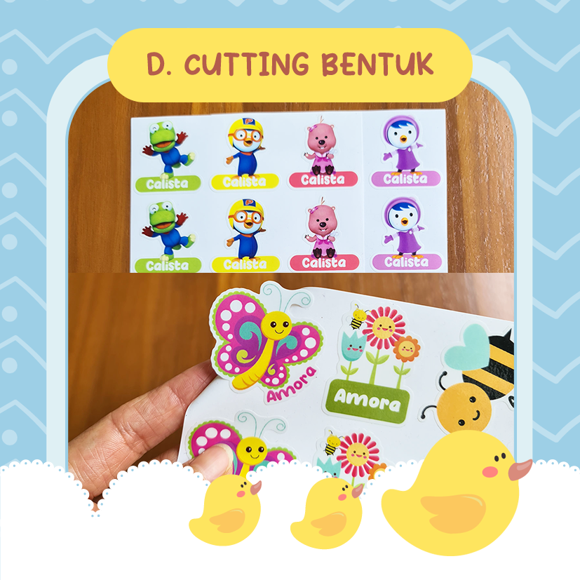 

Cutting Sticker Custom 5x5cm 40pcs Bebas Bentuk & Desain Full Color Tajam