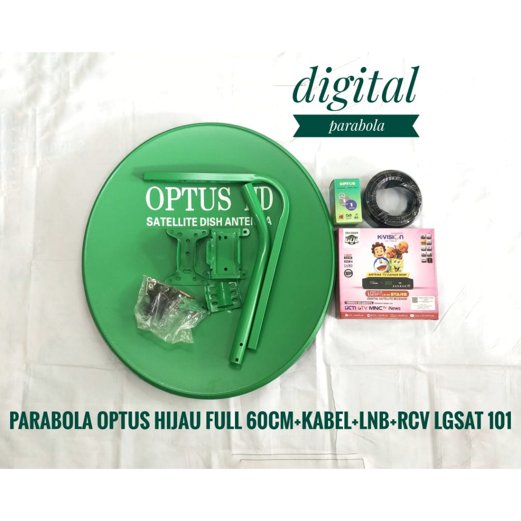 Paket Parabola Mini 60cm Optus Hijau Receiver Lgsat Gol - Parabola Mini Optus Hijau 60cm Non Lubang+