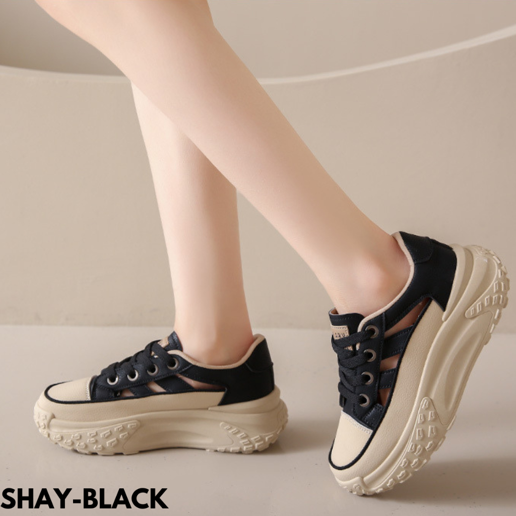 SEPATU SNEAKERS WANITA KEKINIAN MODIS CANTIK BREATABLE FASHION BAHAN PU IMPORT SHAY