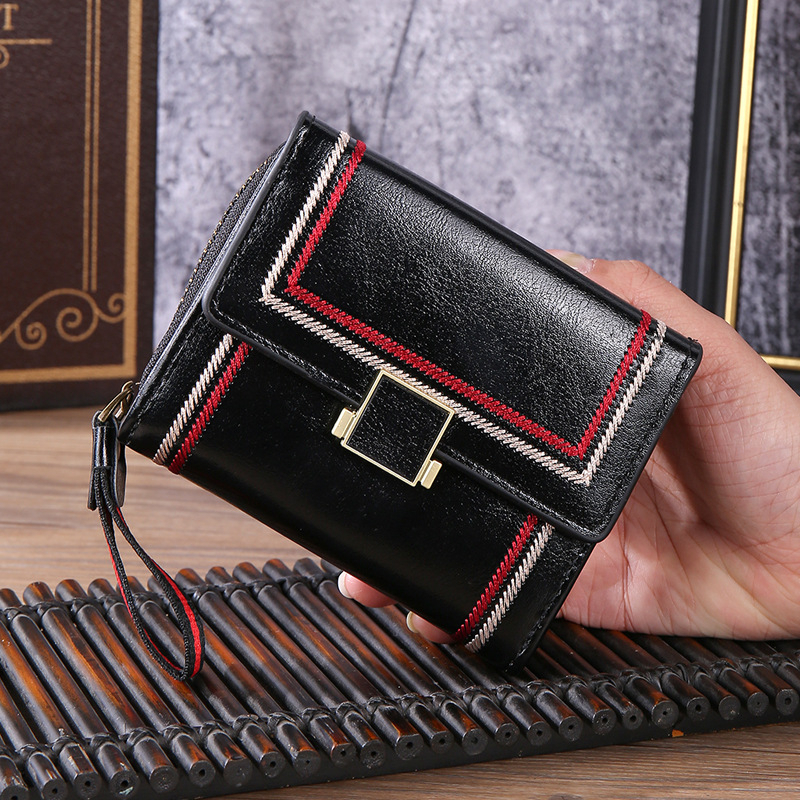 DOMPET LIPAT WANITA KULIT IMPORT KEKINIAN LUCU MURAH SIMPLE BRANDED BATAM HITAM CYBELA WA695B5 MINI SLOT KARTU KECIL RESLETING KOIN PENDEK REMAJA KOREA CEWEK PREMIUM