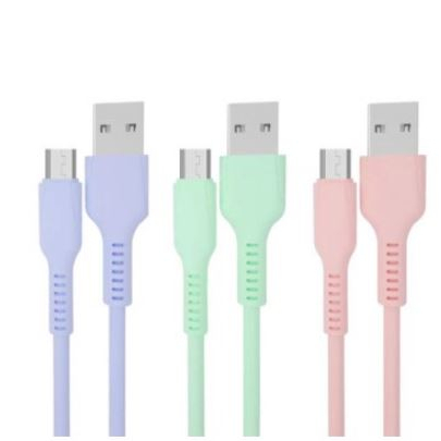 Kabel Data Charger Micro USB &amp; Type C Macaron / Kabel Casan Handphone Fast Charging / Cable Transmission Bentuk Bulat Warna Macaron [MF]