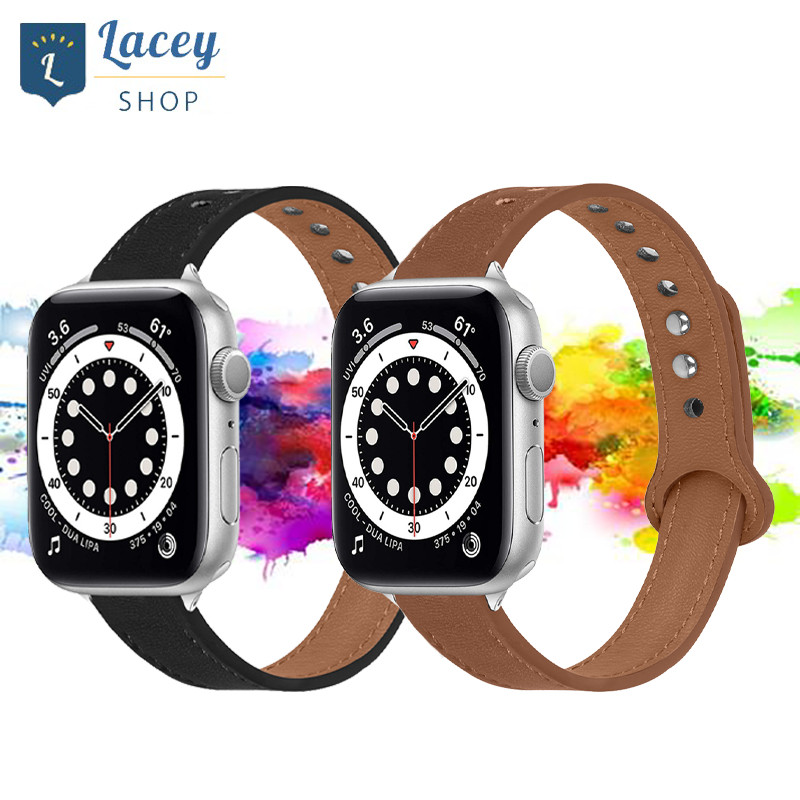 Strap Leather Apple Watch iWatch 7 6 SE 5 4 3 ukuran 41 45 44 42 40 38mm