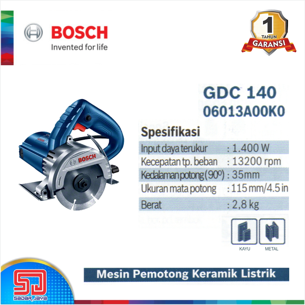 Bosch GDC 140 Mesin Pemotong Keramik Granit Marmer Grinda Listrik Logam Metal Gerinda Kayu