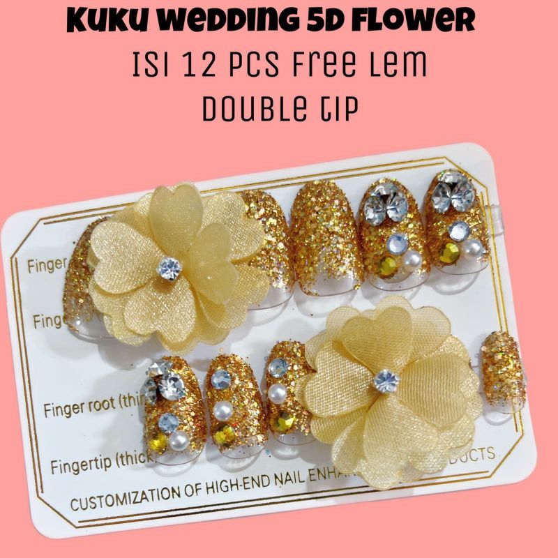 12 PCS KUKU WEDDING 5D FLOWER / NAIL ART FREE LEM