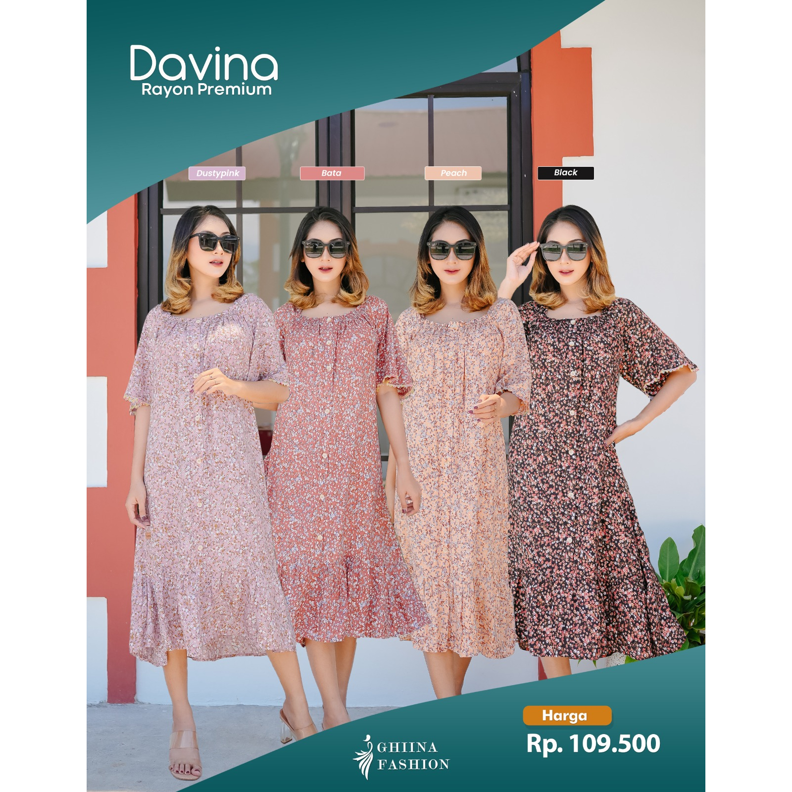 DAVINA DRESS BY GHINA FASHION || DRESS  GHINA ADEM || DRESS BRANDDED || GAMIS MURAH