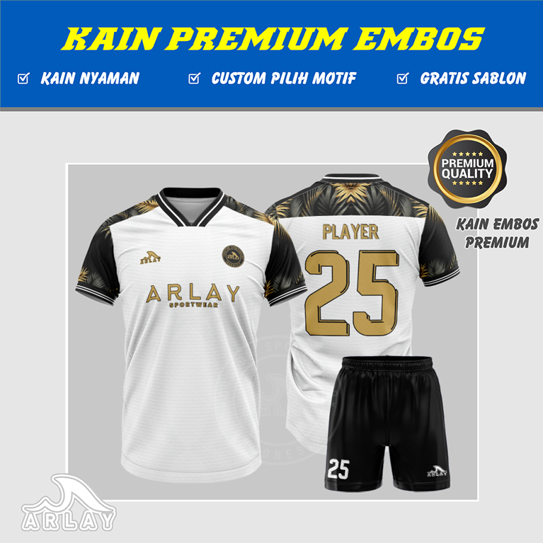 JERSEY FUTSAL ARLAY KEREN PRINTING CUSTOM - BAJU BOLA MODEL POLOS WARNA PUTIH HITAM MERAH BIRU NAVY 