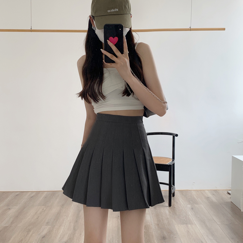 YIU YIU Rajut - Korean Style Women Mini Skirt Pleated Plain Rok Pendek Polos Model Lipat Tennis Skirt Rok Mini With Inner Pants