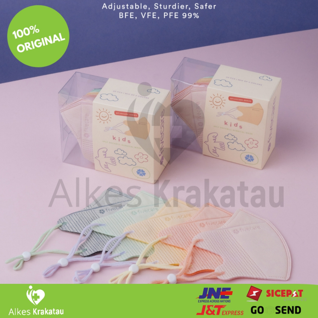 Masker Duckbill 4ply Kids Fivecare isi 20 pcs