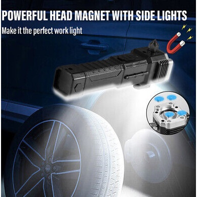 TERBARU!! Senter Tangan Rechargeable 990000Lm dengan Palu Pengaman dan Magnet Kuat Side Light Torch Light