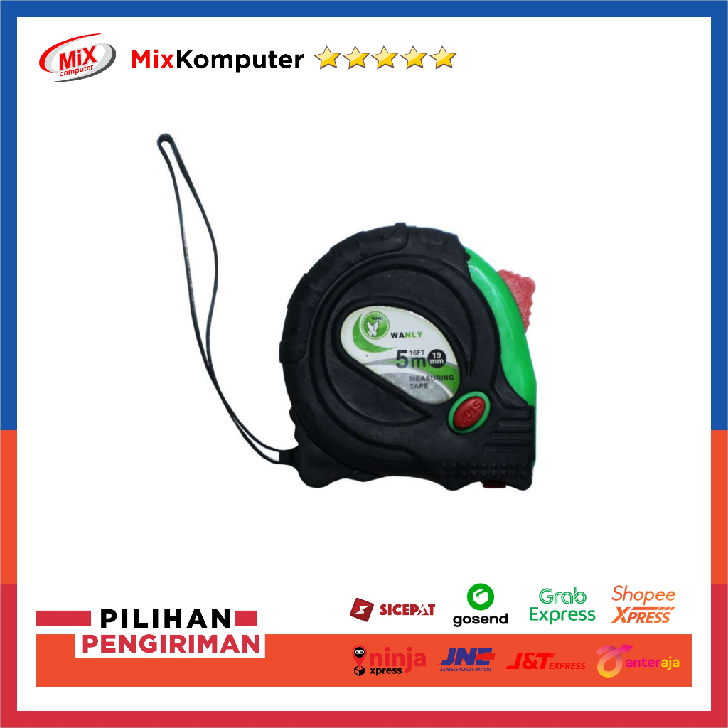 Meteran roll Wanly body karet 5Meter