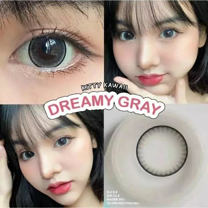 Softlens Kitty Kawai Dreamy Brown Grey Normal Minus ( -0.5 s.d -10.00 ) Made in Korea