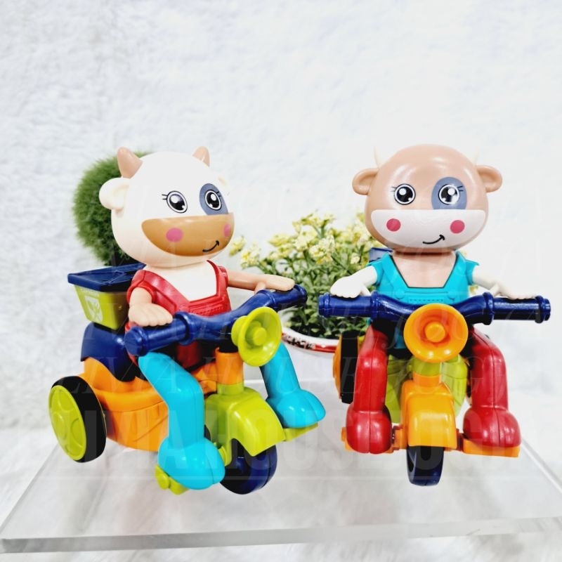 Motor Mainan Anak Delivery Man Cattle Sepeda Roda 3 Mainan Figure Sapi