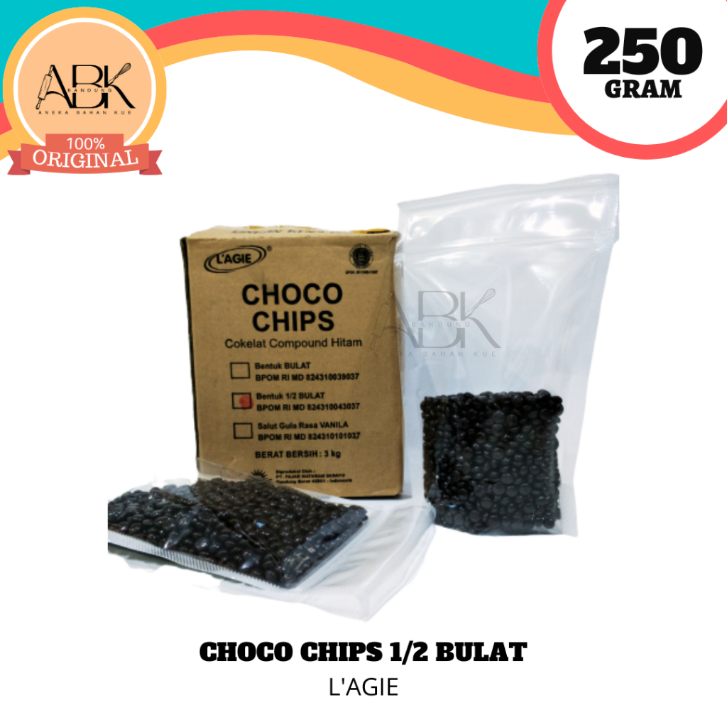 

CHOCO CHIPS 1/2 BULAT L'AGIE 250GR / COKLAT CHIP / COKELAT CHIP