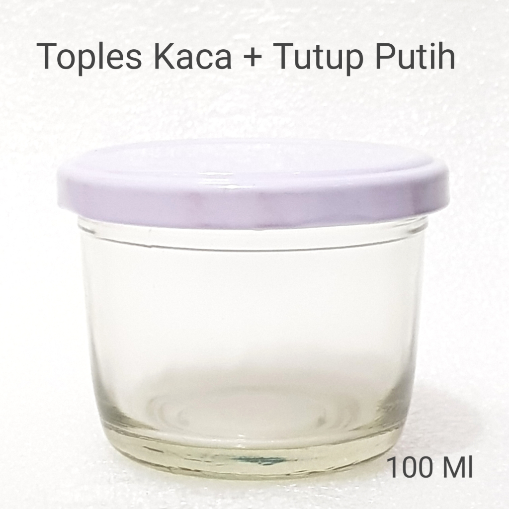 100ML Toples kaca Bulat Tutup Putih / Toples mini 100ml Putih  (MR-72) / TOPLES BUMBU DAPUR