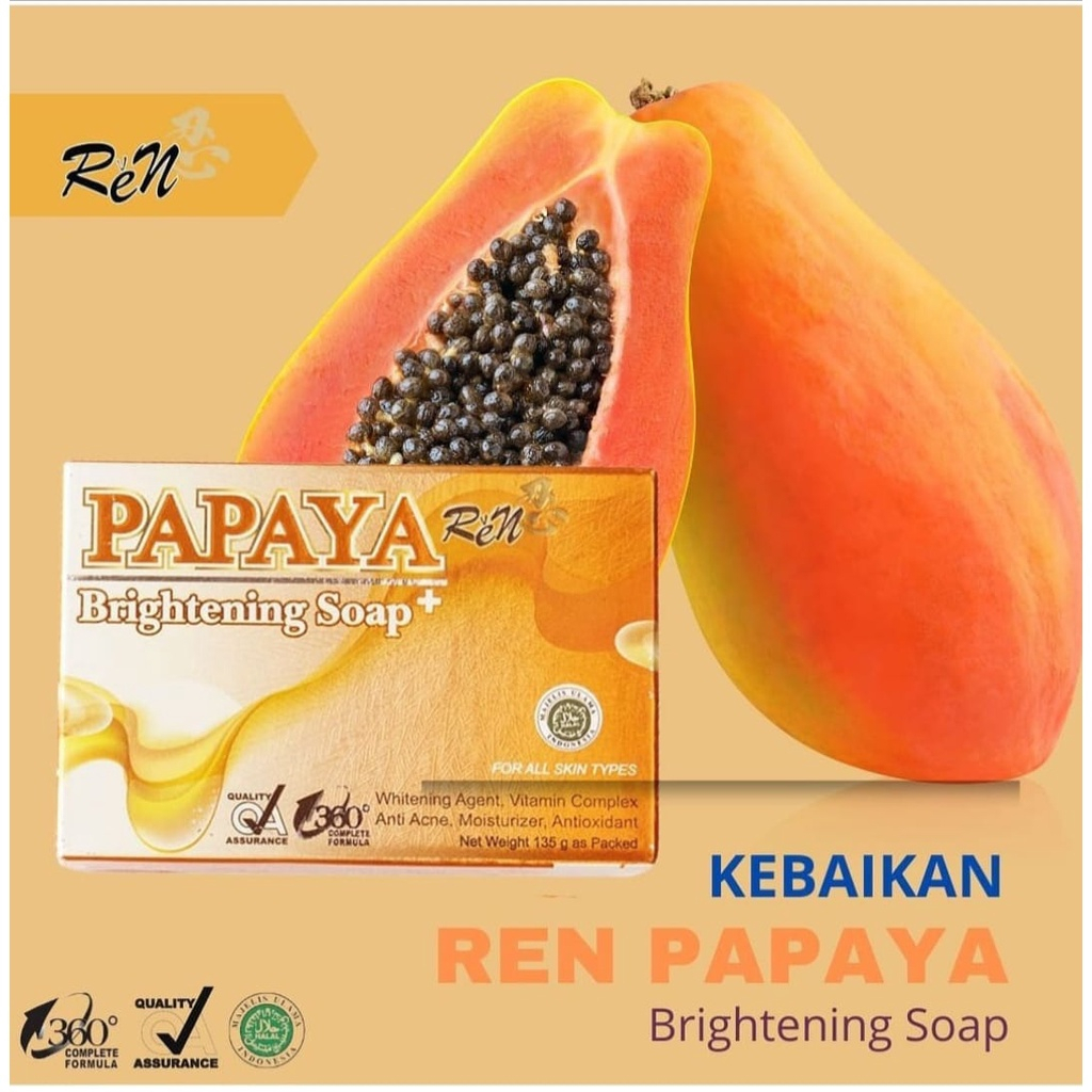 Ren Papaya  Brightening Soap 135Gr / Ren Sabun Papaya / Sabun Pepaya /