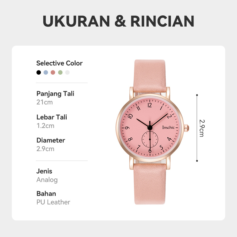 Jam Tangan Analog Untuk Wanita Strap PU Dial Bulat Casual Simple Fashion Import