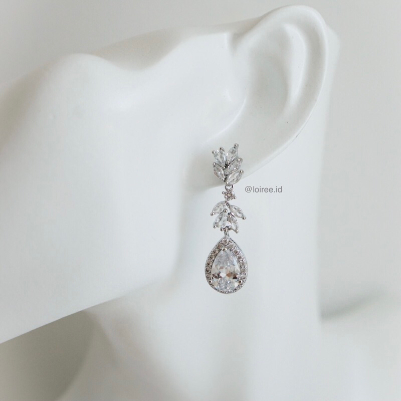 KEIRA | Wedding Collection - Zirconia Dangle Stud Bridal Earrings - Anting Wanita