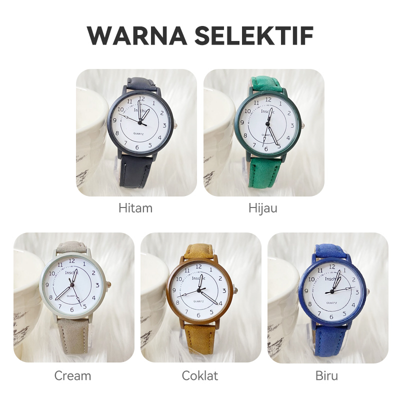 Jam Tangan Strap PU Analog Untuk Wanita Gaya Retro Fashion Import