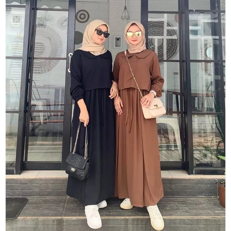 Gamis ZAFINA Bahan Crinkle Airflow Wanita Dewasa Remaja Kekinian Terbaru 2023 Modern Simple Elegan Viral Korean Style Elegan Murah Tapi Mewah