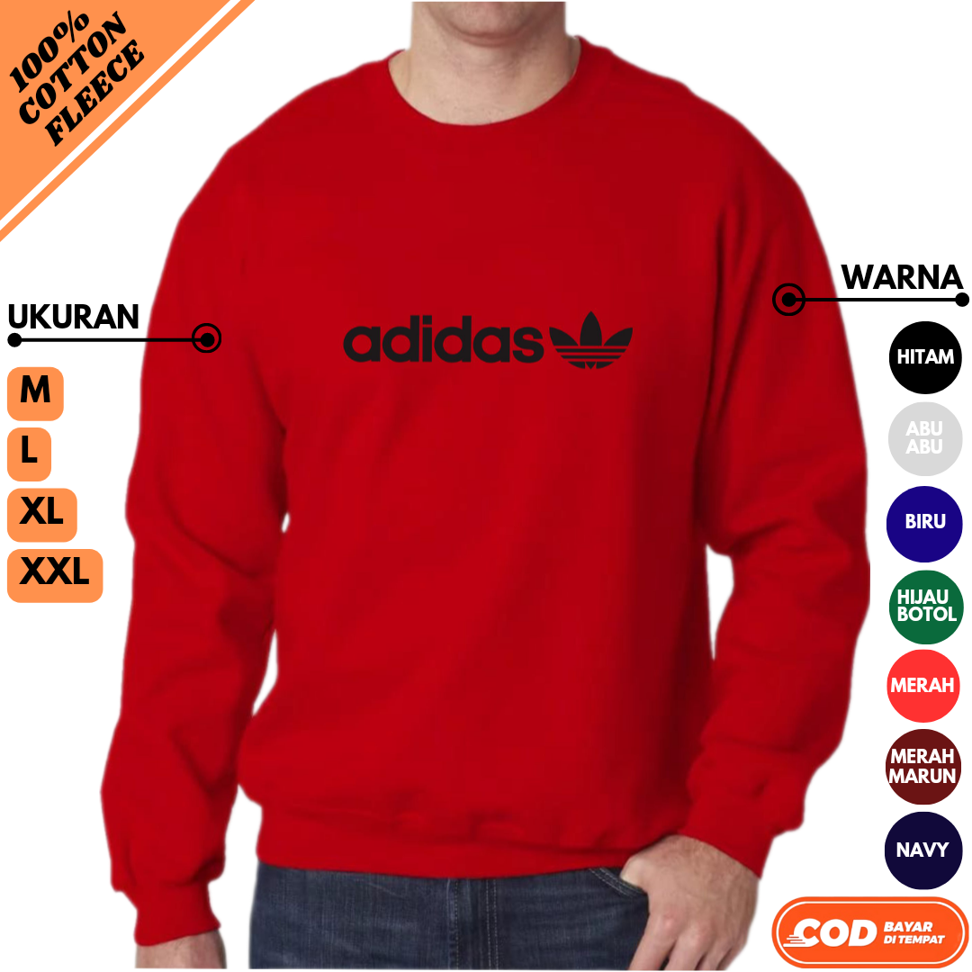 Sweater Keren Pria Wanita Cowok Cewek Elegan 100% Original Premium Import Koren Style Logo adidas