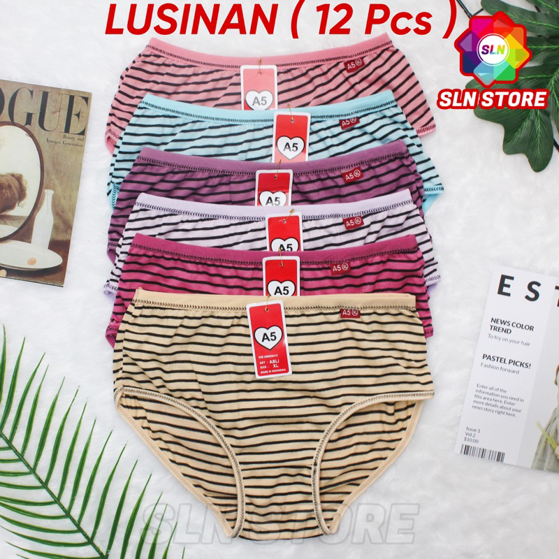 12Pcs CELANA DALAM WANITA A5 SALUR PREMIUM CD PEREMPUAN DEWASA LUSINAN GROSIR