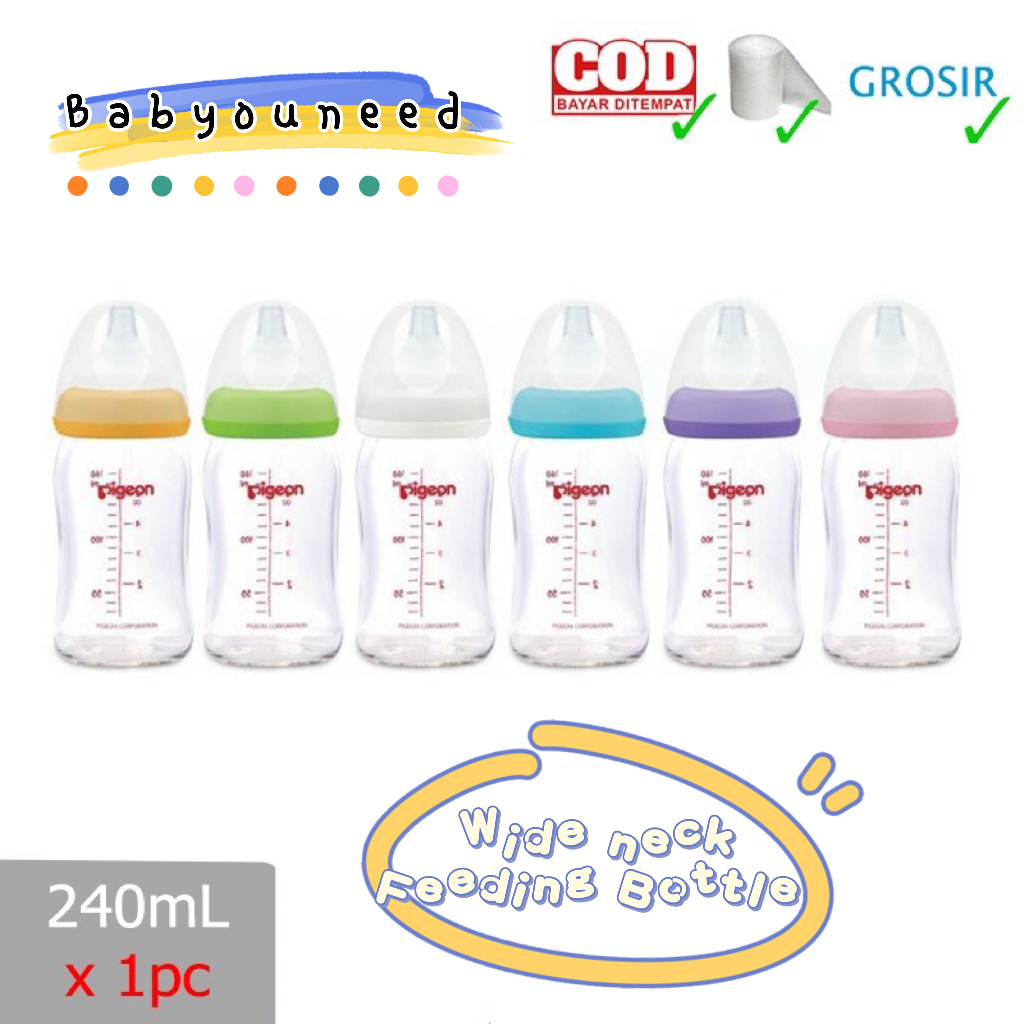 Pigeon Wide Neck PP Feeding Bottle 240mL x 1pc / Botol Bayi Wide Neck Peristaltic Plus (RANDOM)