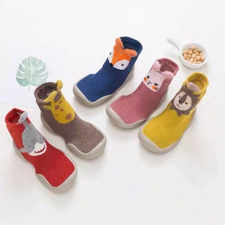 PW7-Sepatu Sandal Anak Bayi Karet Keren Prewalker Kaos Kaki Animal Karakter Anti Slip