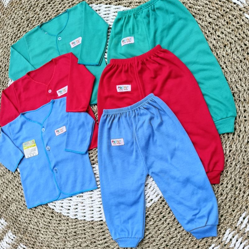 6 PCS/3 Set Stelan Baju Bayi Baru Lahir Lengan Panjang Warna Rainbow talitababywear