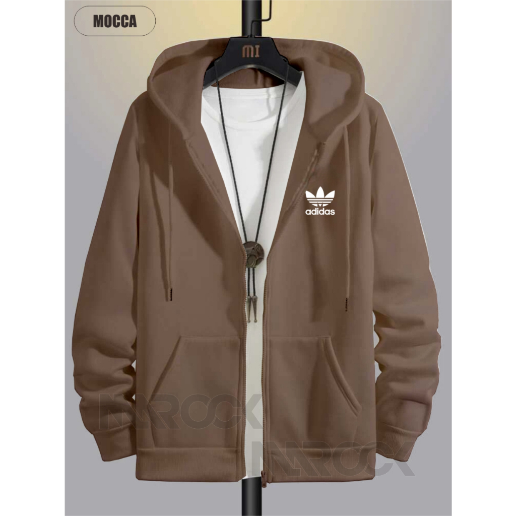 Sweater Hoodie Zipper - Jaket Distro Pria LOGO Adidaas