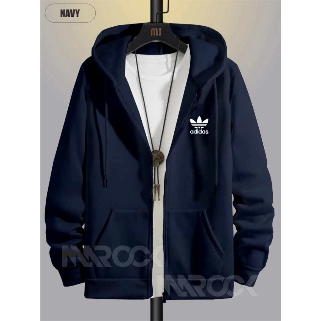 Sweater Hoodie Zipper - Jaket Distro Pria LOGO Adidaas