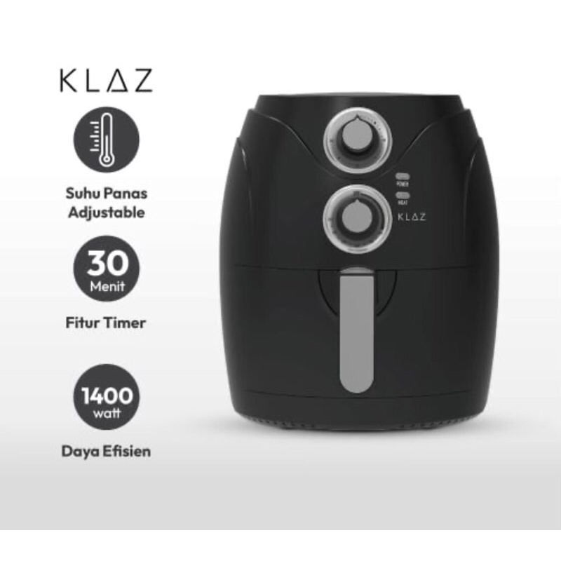 KLAZ AIR FRYER LOW FAT 2,5 LTR MANUAL HITAM/ACE ALAT GORENG &amp; MESIN PENGGORENGAN TANPA MINYAK/ACE AIR FRYER