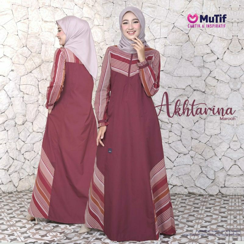 Mutif Akhtarina Olive Green Mutif Akhtarina Maroon Baju Muslim Gamis Dress Casual Premium Terbaru Ori Lebaran 2023 Sarimbit