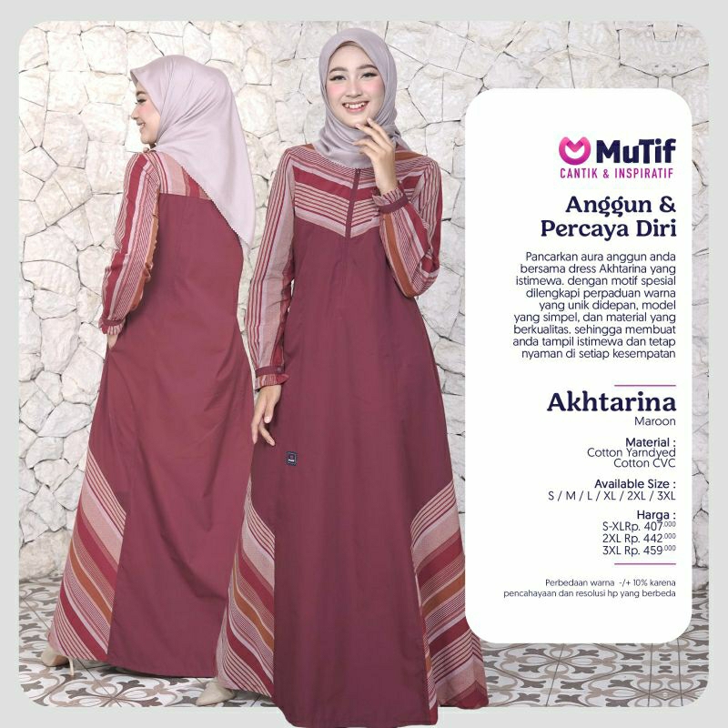 Mutif Akhtarina Olive Green Mutif Akhtarina Maroon Baju Muslim Gamis Dress Casual Premium Terbaru Ori Lebaran 2023 Sarimbit