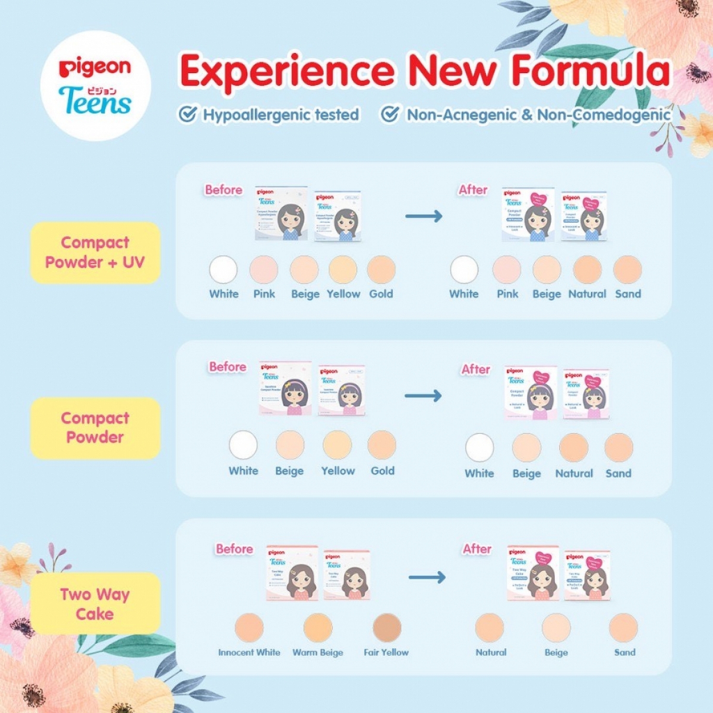 ❤ RATU ❤ Pigeon Teens Compact Powder UV Protection | Bedak Two Way Cake 14g | Remaja &amp; Anak Anak